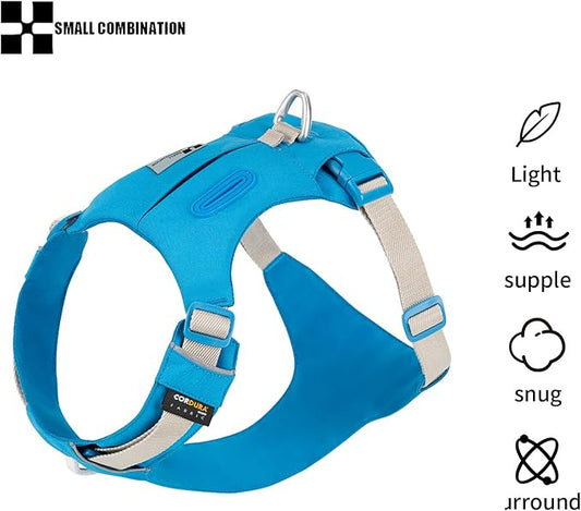 Lightweight Dog Harness, Large to Very Large Breeds, Adjustable Fit.Pet Harness with Pocket, Dog Training Harness for Outdoor Walking Running, Hiking (Blue, M)