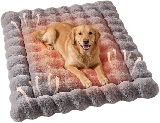 Large Dog Bed Mat, Extra Large Plush Faux Fur Washable Pet Bed for Large Dogs, Non-Slip Fluffy Dog Mat – Machine Washable XL Dog Sleeping Pad for Large Breeds, 35 x 27 Inch Grey