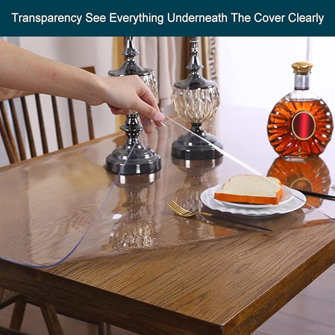 42x44 Inch Multisize Clear Vinyl Desk Blotter Mat Table Protector PVC Plastic Tablecloth Liner Cover Mat Wipeable Easy Clean Protective Pad Eco Furniture Coffee Dining Meeting Tabletop Water Resistant
