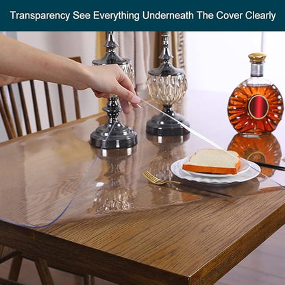 Wadrac Multisize Plastic Clear Table Cover Protector-1.5mm Thick 22x66 inch Non-Slip Waterproof Vinyl Tablecloths Desk Cover Pad for Dinner Sofa Game Table Kitchen Countertop Office Desk Cover