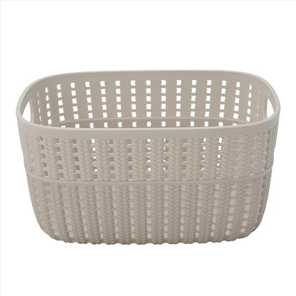 Simplify 4 Pack 2 Tone Sailor Knot Plastic Storage Tote | Decorative Basket | Closet Organization | De-clutter | Accessories | Toys | Bathroom Organization | Small | Ivory