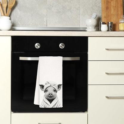 Funny Pig Bathroom Hand Towels, Pig Gifts for Women, Gifts for Animal Lovers, Rustic Farmhouse Farm Animal Decorative Hand Towels for Bathroom Decor, 16x24 Inch