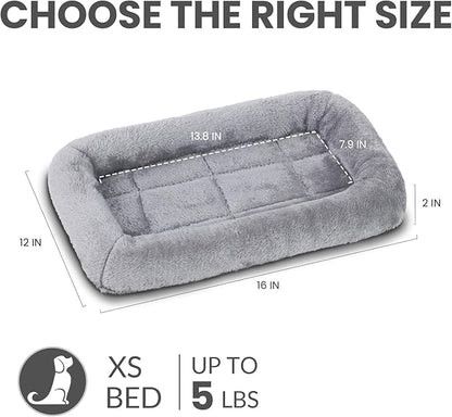 Patas Lague Bolster Dog Bed for Extra Small Dogs 16''x12'', Soft Warm Foam Pet Sofa Bed, Machine Washable Pet Cat Crate Mat for Toy Breeds, Grey