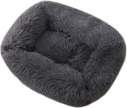La La Pet® Donut Dog Cat Bed Cozy Cave Pet Bed Burrow Dog Bed Calming Cuddler Self-Warming Pet Bed Soft Plush Pet Cushion Improved Sleep for Cats Small Medium Dogs Dark Gray M
