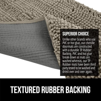 GORILLA GRIP SoakSTOPPER Dog Door Mat, 36x24 Machine Washable Rug Absorbent Doormat Captures Moisture Mud Dirt, Quick Dry Soft Chenille Entryway Rugs Indoor Entrance Mats for Dog Paws, Cappuccino