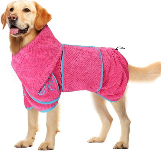 Dog Bathrobe Towel - Super Absorbent Dog Drying Coat, Warming Bath Robes for After Bath Shower Swim Walk for Small Medium Large Dogs Cats Pet