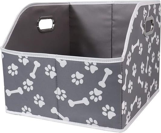 Foldable Dog Toy Basket-Dog Toys Bin-Dog Toy box-Storage Basket with Handle,Organizer Bin for Pet Toys, Blanket, Shelves, Closet-Bone Claw