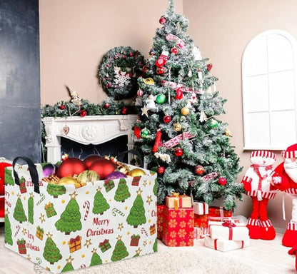 Rectangular Christmas Basket Tree Christmas Gift Baskets for Families Cute Baby Storage Bin Kids Storage Bin Toy Organizer Box Christmas Room Decor for Christmas Parties(Merry Christmas)