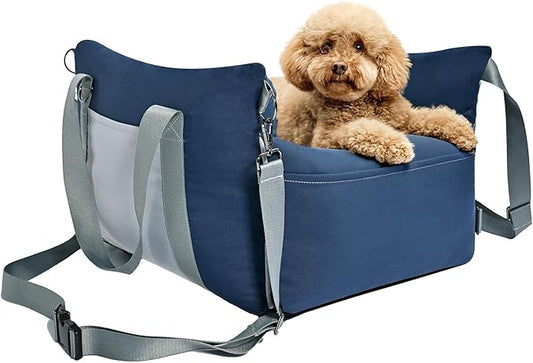 Amazon Basics Dog Car Seat, Pet Booster Car Seat for Small Medium Dogs, Outdoor Carrier Bed for Travel with Leash & Washable Cover