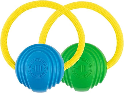 Project Hive Zoomer Stick | Dog Ball Thrower with Set of 2 Looped Dog Balls Included (Green and Blue) | Interactive Dog Toys for Both Land and Water | Balls for Dogs Perfect for Fetch and Tug Play