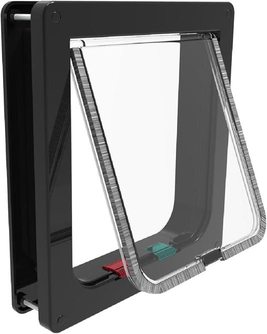 Hakuna Pets Standard Cat and Small Pet Door, Large, Black, Pets up to 20 lbs