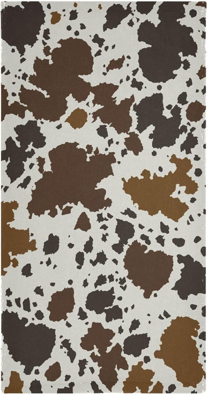 2 Pack Brown Cow Print Hand Towels for Bathroom,Soft Absorbent Rustic Cowhide Farmhouse Animal Skin Pattern Kitchen Towels,Cow Hide Decorative Guest Bathroom Towels for Face,Shower,Gym 14"x28"