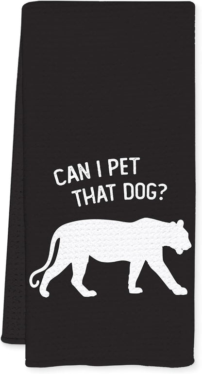 Funny Leopard Kitchen Towels, Cheetah Leopard Gifts, Animal Lover Gifts Dish Tea Towels for Kitchen Decor, Can I Pet That Dog Decorative Hand Towel for Bathroom, 16x24 Inch