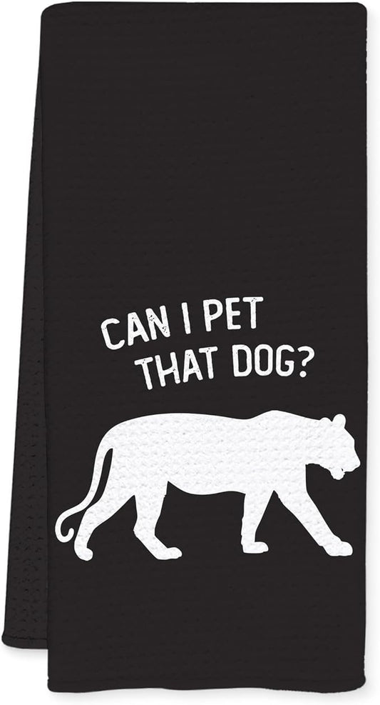 Funny Leopard Kitchen Towels, Cheetah Leopard Gifts, Animal Lover Gifts Dish Tea Towels for Kitchen Decor, Can I Pet That Dog Decorative Hand Towel for Bathroom, 16x24 Inch