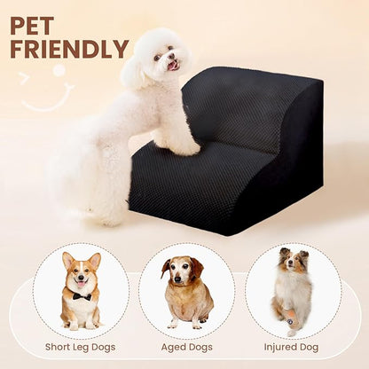 Dog Stairs for Small Dogs, High Density Foam Dog Ramp, Extra Wide Non-Slip Pet Steps for High Beds Or Couch, Soft Foam Doggie Ladder for Dogs Injured, Older Pets, Small Cats