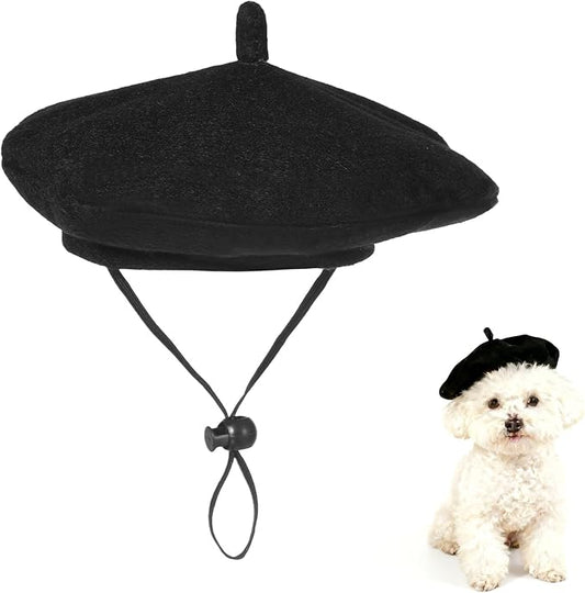 Dog Beret for Small Dogs Black Cat Beret Dog Hat Artist Pet Costume Dogs Fedora Hats Pet Headwear for Pets Cat Photo Props Christmas (Black)