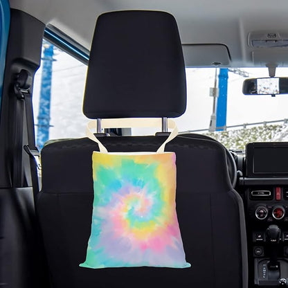 Car Trash Bag Car Garbage Bag Hanging Cars Trash Can, Waterproof Cars Back Seat Organizer for Vehicle Travelling Campingg Colored Rainbow Tie Dye Pattern