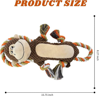 Squeaky Durable Dog Toys, Large Breed Dog chew Toys, Interactive Toys, Stuffed Plush Puppy Toy with Crinkle Paper for Small, Middle, and Big Dogs, Monkey Dog Toy,Orangutan Shape