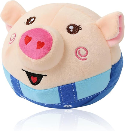 Interactive Dog Toys, 2026 New Active Moving Pet Plush Toy, Rechargeable Squeaky Dog Ball Toy with Talking Sound, Washable Bouncing Piggy Toy for Dogs Puppies (Blue)