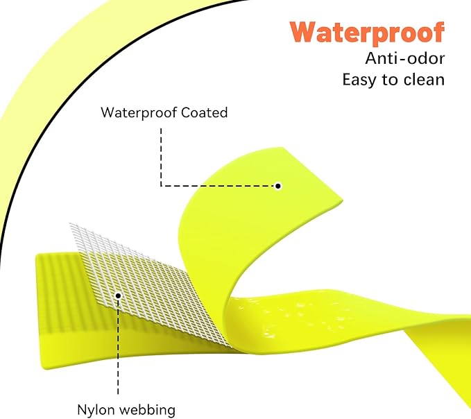 Waterproof Dog Collar, Easy to Clean Rubber Dog Collars with Quick Release Buckle Fits Small Medium or Large Dogs (Yellow, S < 9.5-14.1 inch)