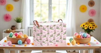 CLOCOR Rectangular Easter Basket Empty,Colorful Easter Eggs Basket for Kids,Waterproof Storage Basket with Handles,Gift Basket(Colorful Eggs)