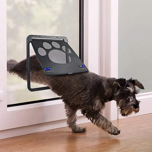 LESTP Pet Dog Cat Screen Door with Magnetic Flap for Sliding Doors (Small) - Automatic Lock/Lockable