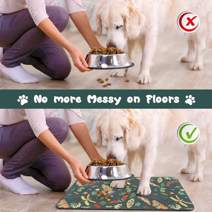 Dog Food Mats for Floors Waterproof, Pet Water Bowl Mats Pet Feeding Absorbent Placemats 12 * 20 inch