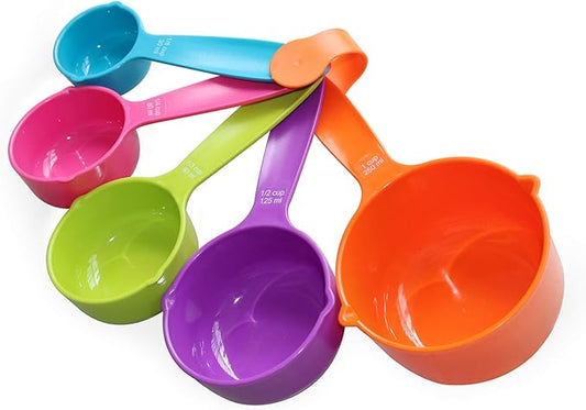 Rypet Pet Food Scoop Set of 5 - Measuring Cups and Spoons Set Plastic for Dog, Cat and Bird Food (Random Color)