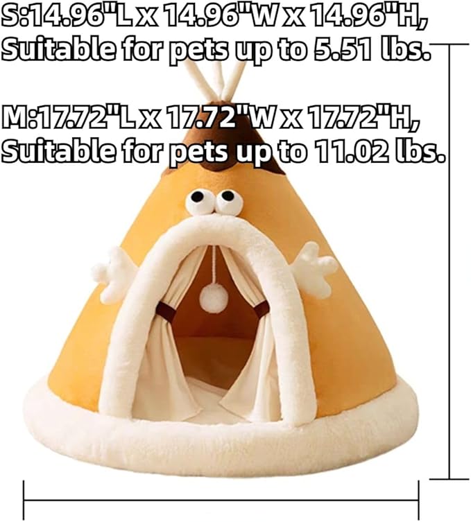 Rabbit Cave Bed, Comfortable Triangle Pet Teepee, Holiday Bunny Cave House and Bed, Extremely Cozy and Warm Tent for Cat Rabbit and Small Dog (Grey B,Medium)