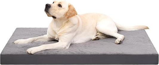 KSIIA Orthopedic Dog Crate Bed for Large Dogs, Waterproof, Washable & Removable Cover, Egg Crate Foam, 41 x 27 Inch, Dark Gray