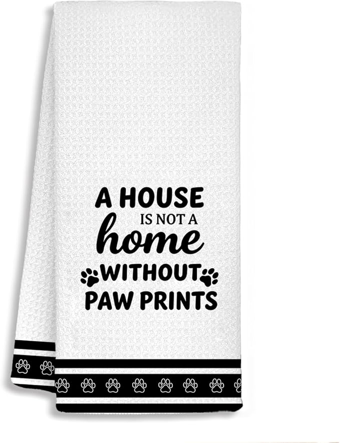 Dog Kitchen Towels, Dog Mom Dad Lovers Owner Gifts for Women Men Dish Tea Towels, Pet Lover Gifts Decorative Hand Towels for Kitchen Bathroom Decor, 16x24 Inch