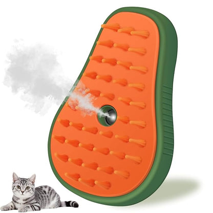 Cat Steam Brush, 3 in 1 Cat Steamy Brush, Silicone Massage Grooming Comb, Pet Hair Cleaning Misting Comb for Kittens(Avocado Green)