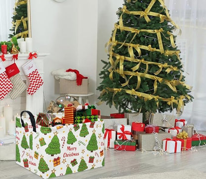 Rectangular Christmas Basket Tree Christmas Gift Baskets for Families Cute Baby Storage Bin Kids Storage Bin Toy Organizer Box Christmas Room Decor for Christmas Parties(Merry Christmas)