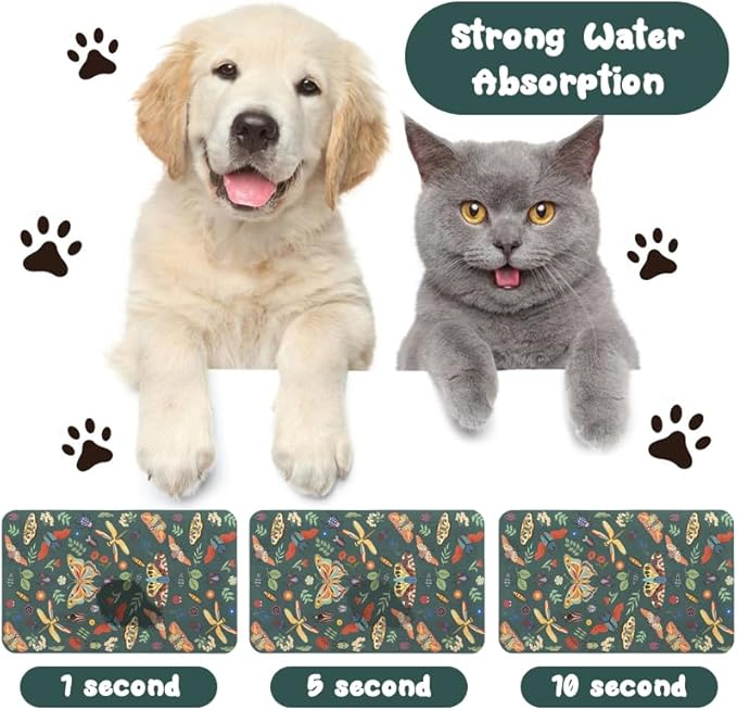 Dog Food Mats for Floors Waterproof, Pet Water Bowl Mats Pet Feeding Absorbent Placemats 16 * 24 inch