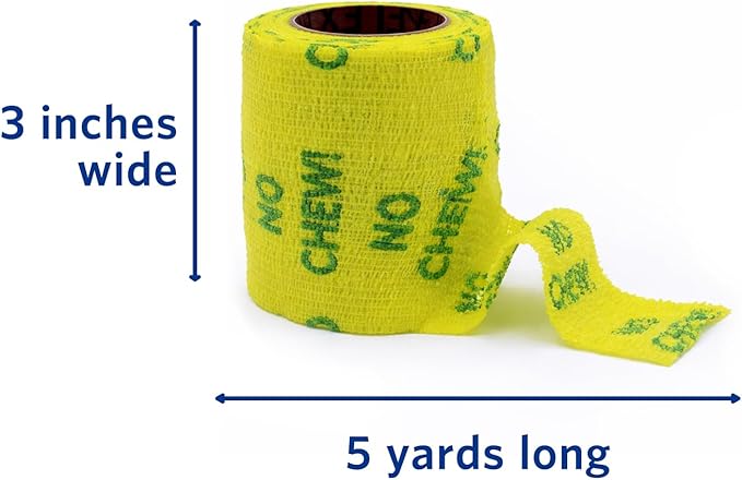 PetFlex No Chew – Flexible Self-Adhering Elastic Bandage for Wound Care – First Aid Wrap for Small Animals Like Dogs, Cats, and Other Pets - 3 inch, 2 Rolls
