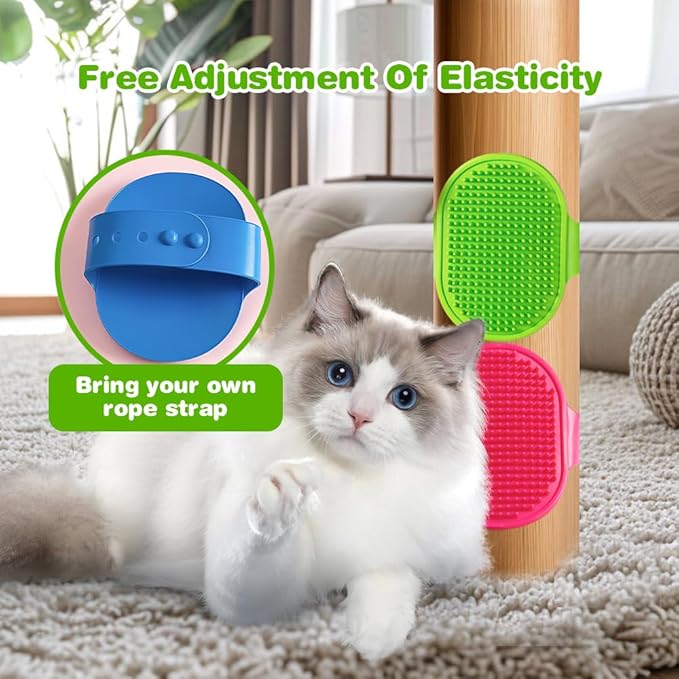 5 Pcs Dog Bath Brush, Silicone Dogs Brushes, Cat Corner Scratcher,2-in-1 Self-Groomer, Adjustable Silicone Pet Grooming Tool, Grooming Soothing Massage Brushes Dog Hair for Indoor Cats & Dogs