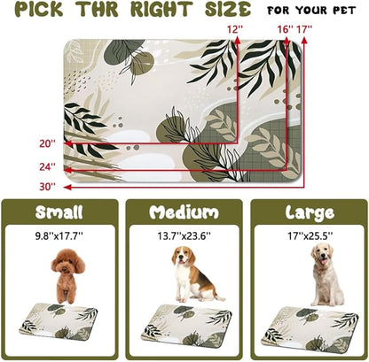 Bohemia Tropical Leaves Pet Feeding Mats - Waterproof, Absorbent Dog Cat Food and Water Bowl Mats - 12 * 20 inch