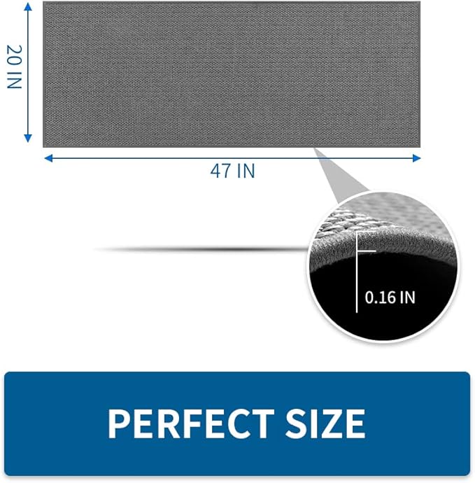 MontVoo Kitchen Rugs and Mats Non Skid Washable, Absorbent Runner Rugs for Kitchen, Front of Sink, Kitchen Mats for Floor(Dark Grey, 20"x47")