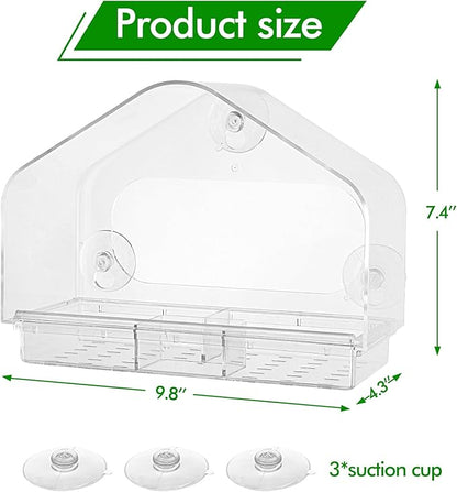 Outdoor Window Bird Feeder for Cats Viewing - Clear Bird Feeder with Strong Suction Cup, Cat Perch Accessories for Entertaining Watching, L