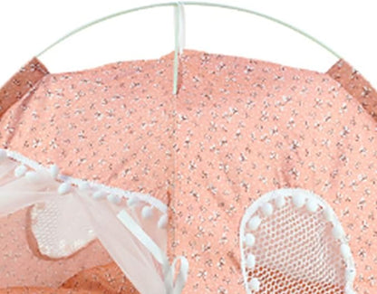 Indoor Pet Tent with Mesh Door, Cat & Dog Tent House, Washable & Warm, Slip Resistant, All Seasons (Pink)