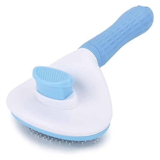 PETS-LAMB Self-Cleaning Dog and Cat Grooming Brush, Suitable for Long or Short Hair, Loose Hair Removal Brush, Easy to Remove, Pet Massage Tool. (Blue)