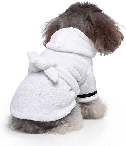 Petyoung Pet Bathrobe Dog Thickened Hooded Bathrobe Quick Drying and Super Absorbent Dog Bath Towel Soft Pet for Puppy Small Dogs Cats(White/S)
