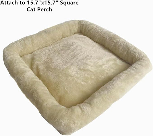 SHENGOCASE Cat Tree Tower Accessories Replacement Parts Top Cushion Bed Cover for Cat Perch with Elastic Band (15.7" x 15.7", Beige)