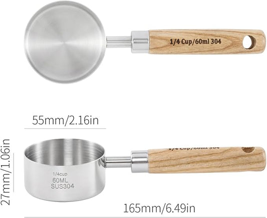 Stainless Steel Pet Food Scoop – Measuring Cup for Dogs & Cats, 304 Stainless Steel, with Precision Scale Markings (1/4Cup(60ml))