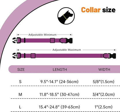 Waterproof Dog Collar, Easy to Clean Rubber Dog Collars with Quick Release Buckle Fits Small Medium or Large Dogs (Purple, L < 15.4-24.8 inch)