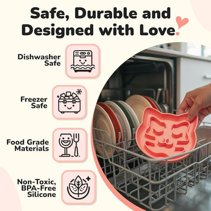 Snuggli Slow Feeder Cat Bowl | Cat Puzzle Feeder for Slow Eating, Mental Enrichment, Digestion, & Bloat Relief | Non-Slip Silicone, Dishwasher Safe, 1 Cup (Coral)