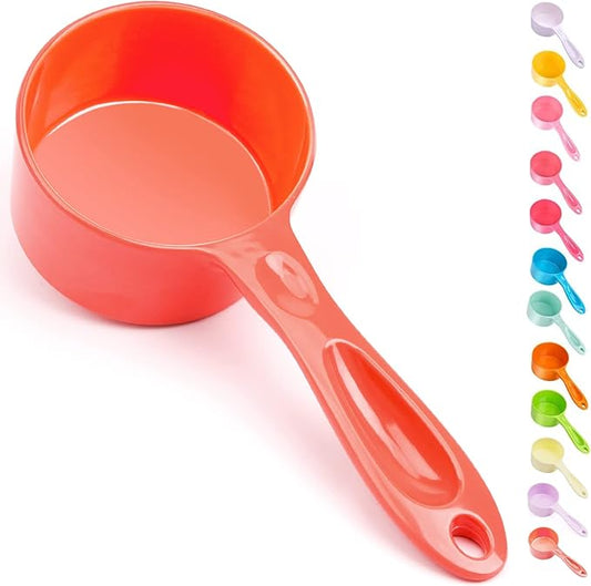 Super Design Food Scoop Dog Cat Food Scoop Ice Scoop Flour scoop Candy scoops Dry Measuring Cup Plastic Scoop for Canisters and Freezer 1 Cup Food Grade Melamine TOMATO