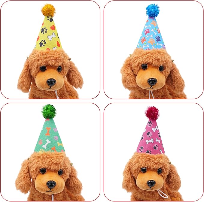 6pcs/Pack Dog Birthday Hat Party Hats Supplies for Small Medium Doggie Puppies Cat Kitten Decorations Grooming Accessories