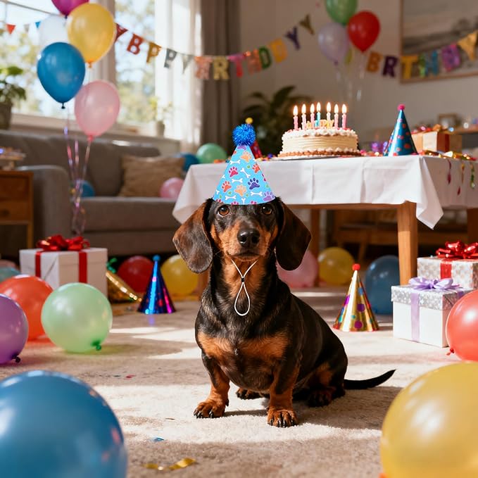 6pcs/Pack Dog Birthday Hat Party Hats Supplies for Small Medium Doggie Puppies Cat Kitten Decorations Grooming Accessories