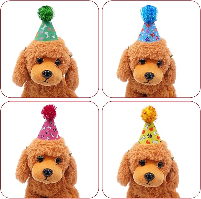 6pcs/Pack Mini Dog Party Hats for Small XS Cat Puppy Doggie Kitten Rabbit Stuffed Animals Birthday Holiday Party Grooming Accessories